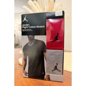 Jordan Flight Cotton Stretch Crew Neck Undershirt Mens Large Red Grey 2 Pack NWT
